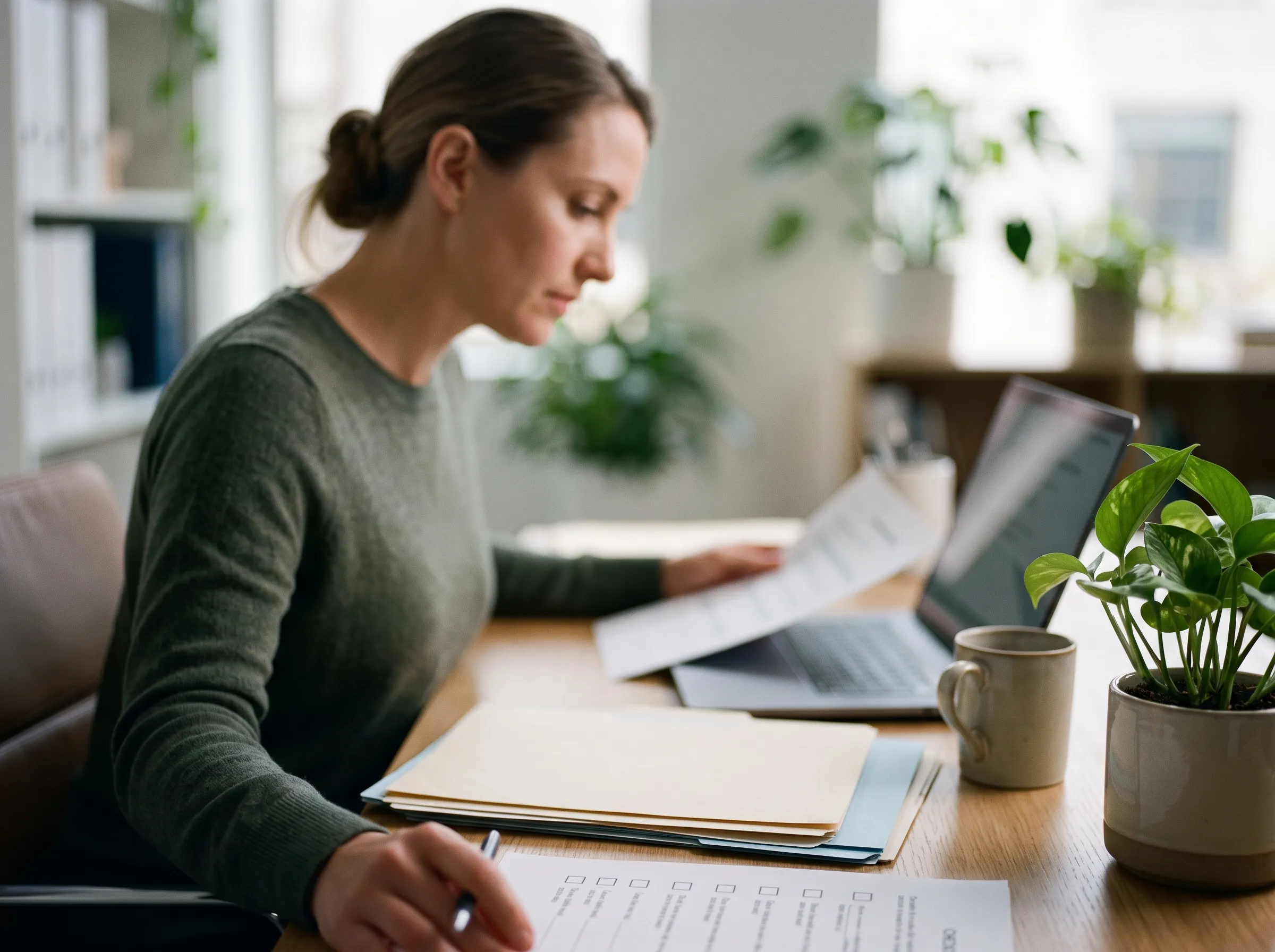 HR automation task review at a desk